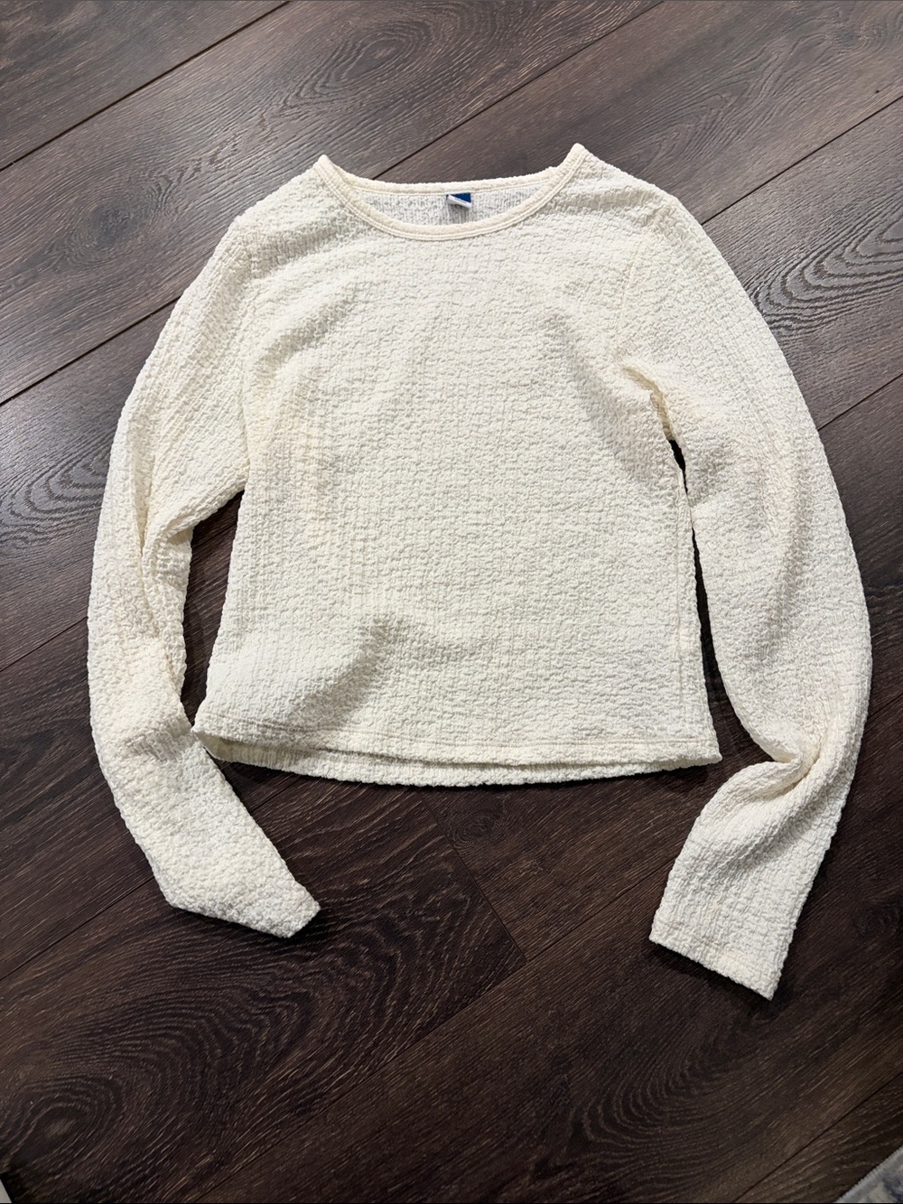 Old Navy Cream Textured Long-Sleeve Pullover